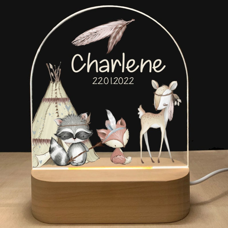 Personalized night lamp for kids with name and date
