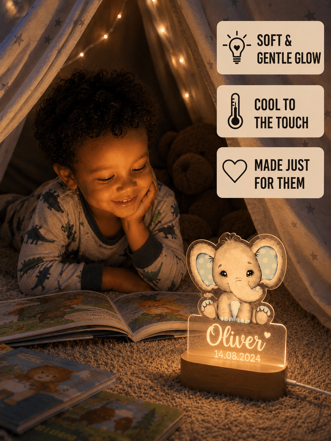 Child’s night light with their name for night use