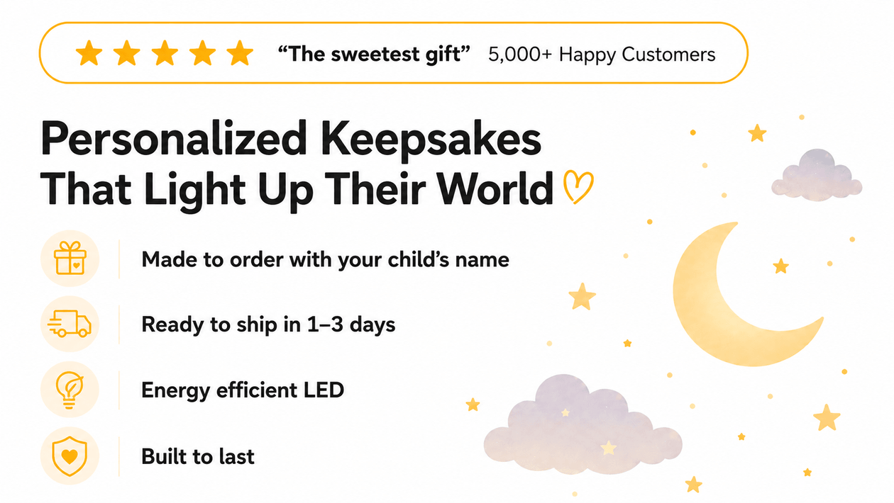 Advertisement for personalized night lights