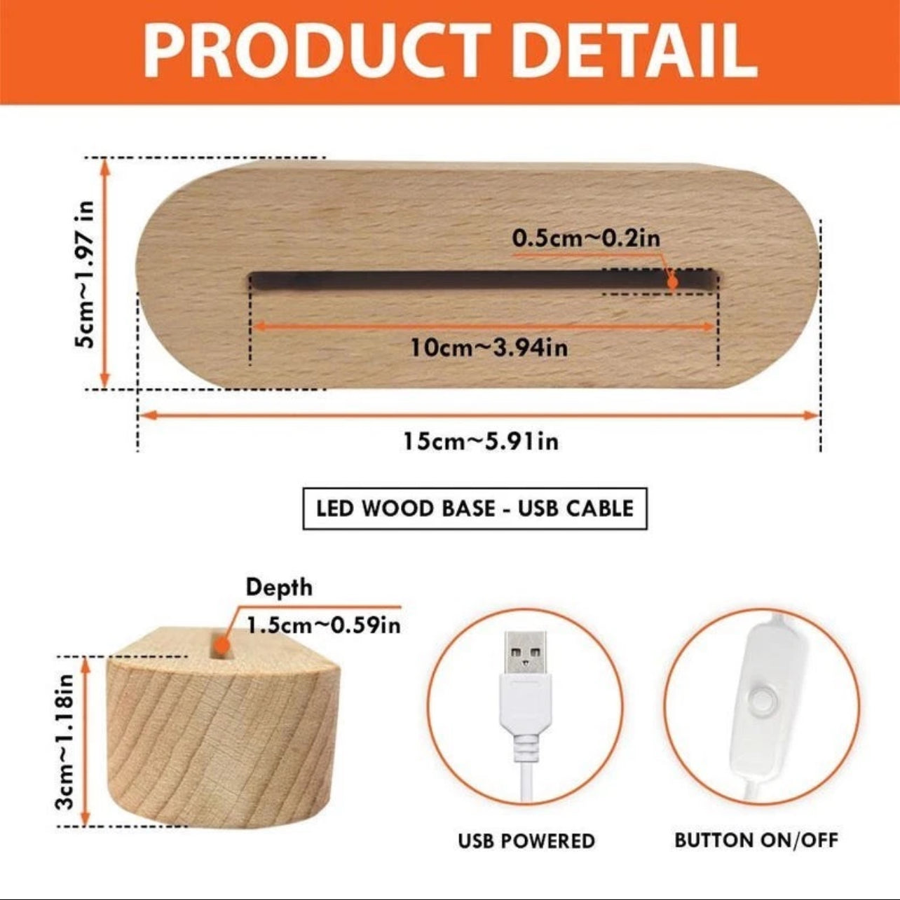 Wooden base for personalized night light
