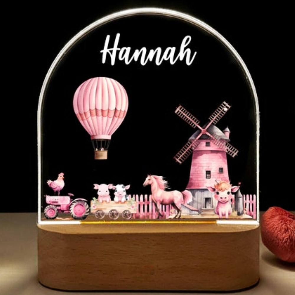 Cute Personalized LED Name Lights for Kids with Wooden Base