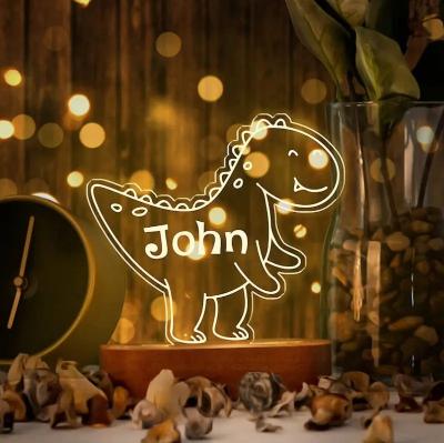 Velociraptor dinosaur personalized night light with name for kids
