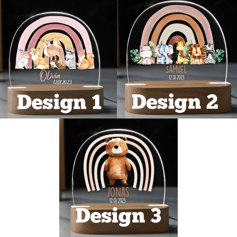 animals and rainbow personalized led night light pg