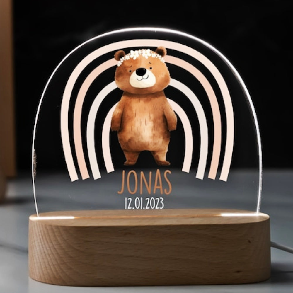bear and rainbow personalized led night light pg