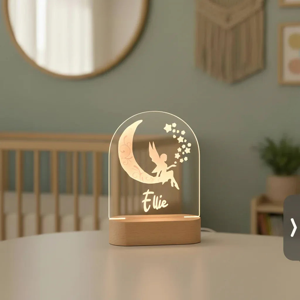 Personalized Fairy Night Light for Kids Custom Name Nursery & Bedtime Lamp - Custom Table Lamps