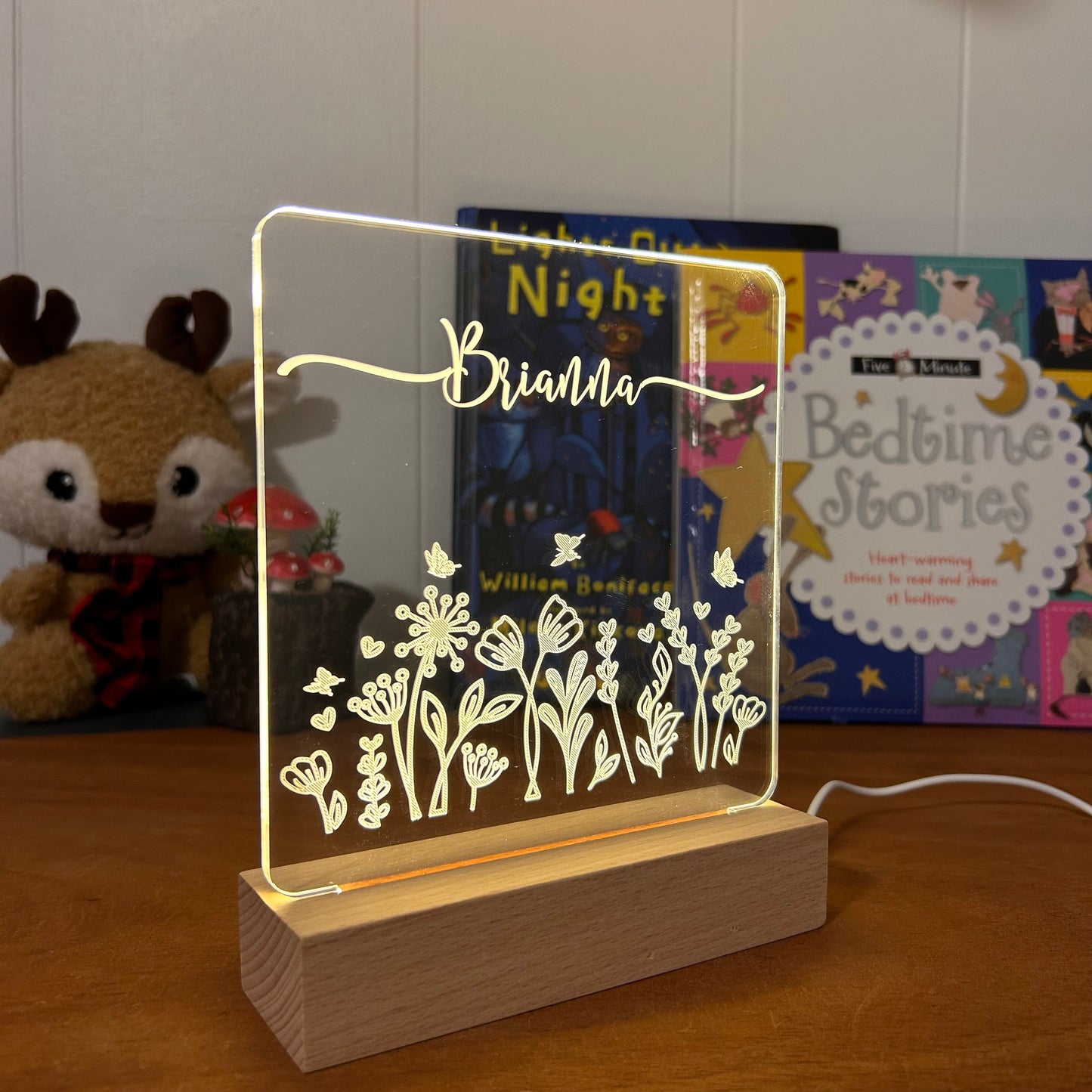 floral decorative acrylic personalized night lamp for kids