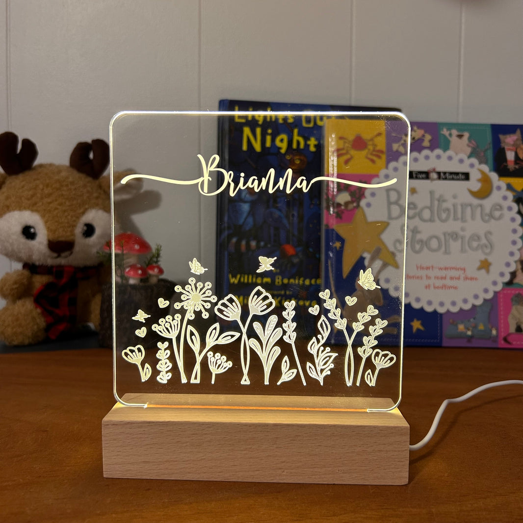 floral decorative acrylic personalized night lamp for kids