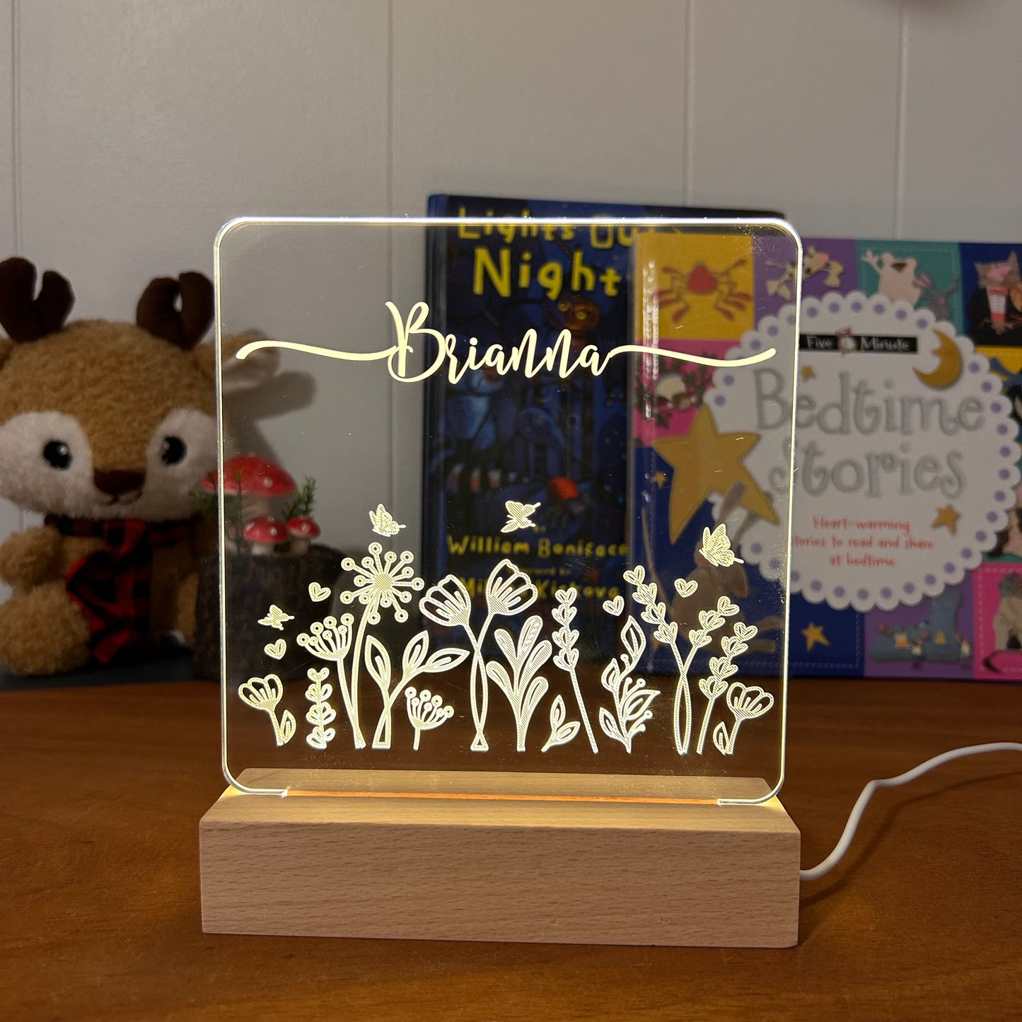 floral decorative acrylic personalized night lamp for kids