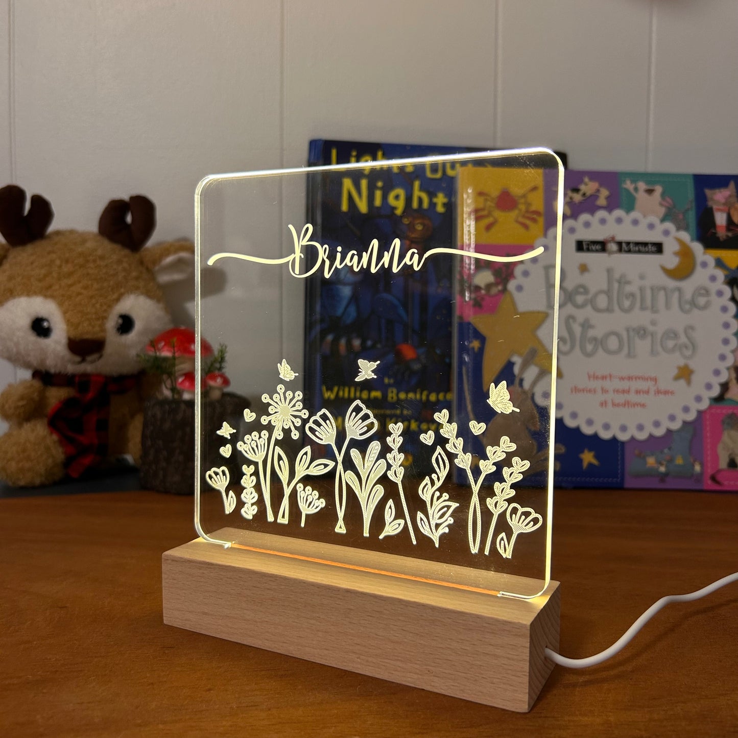 floral decorative acrylic personalized night lamp for kids