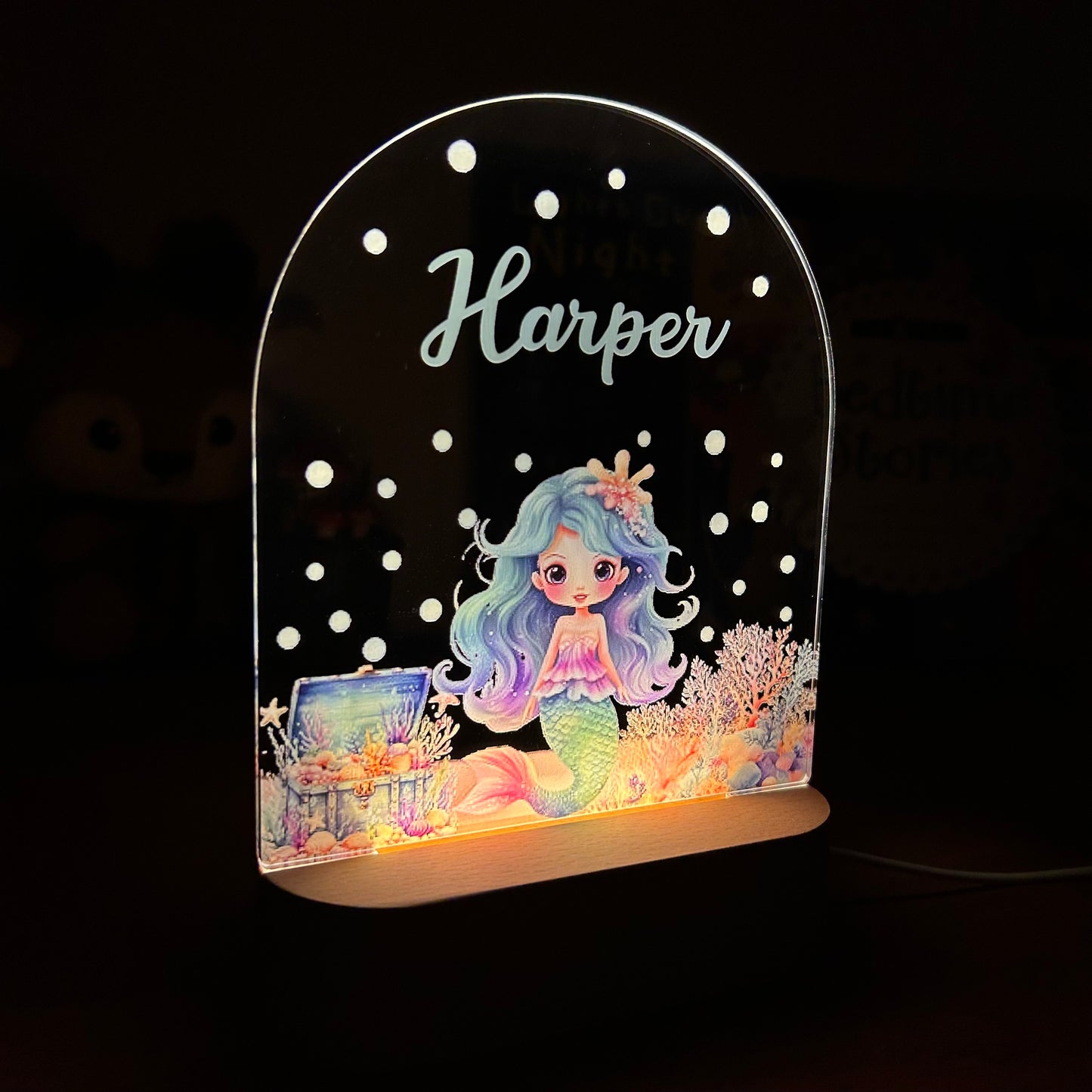 Mermaid decorative acrylic personalized night lamp for kids