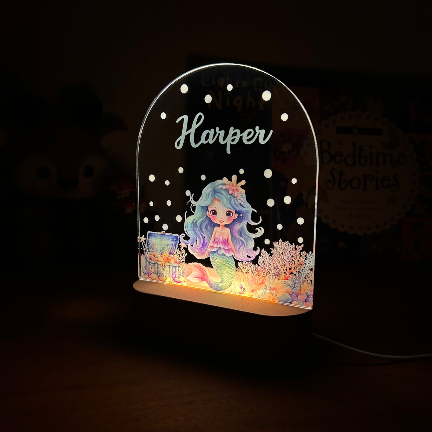 Mermaid decorative acrylic personalized night lamp for kids