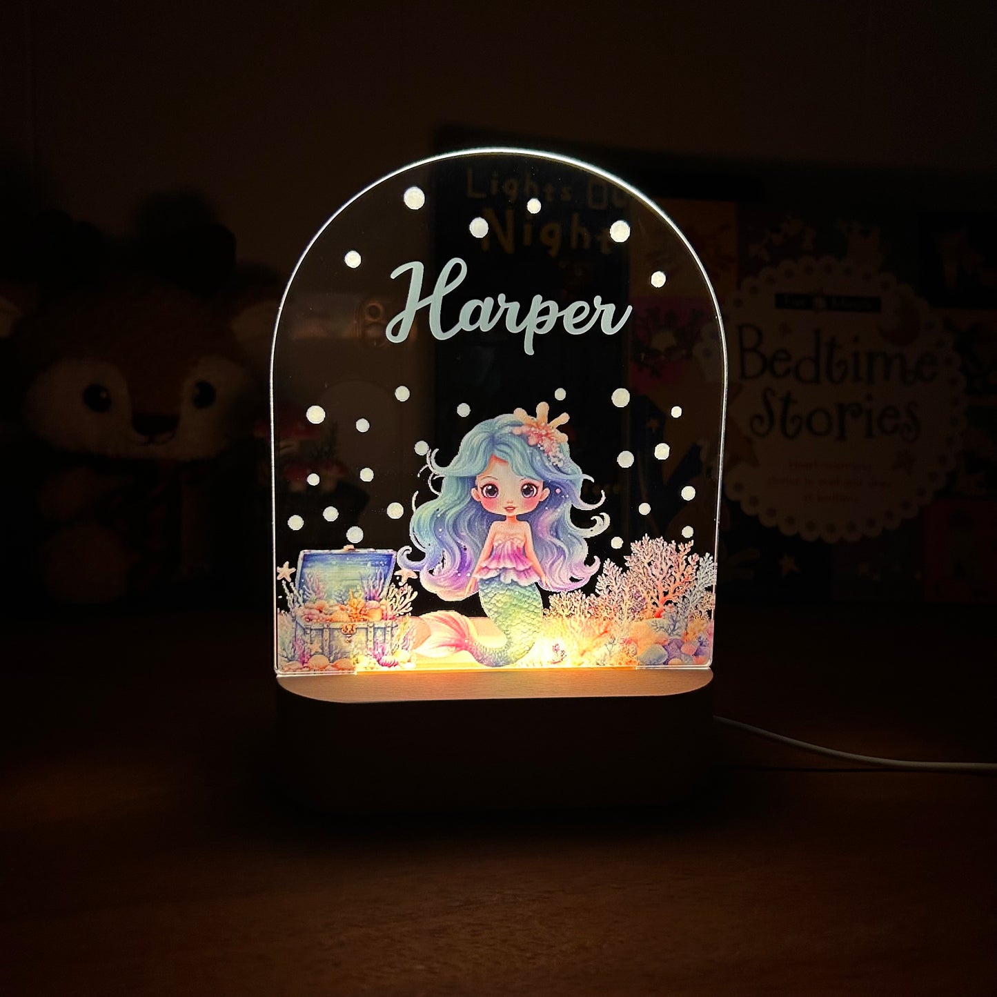 Mermaid decorative acrylic personalized night lamp for kids