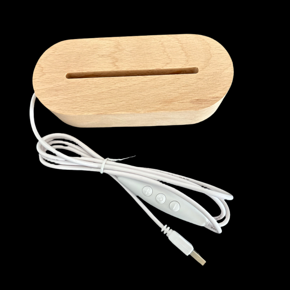 wooden base and rainbow personalized led night light pg
