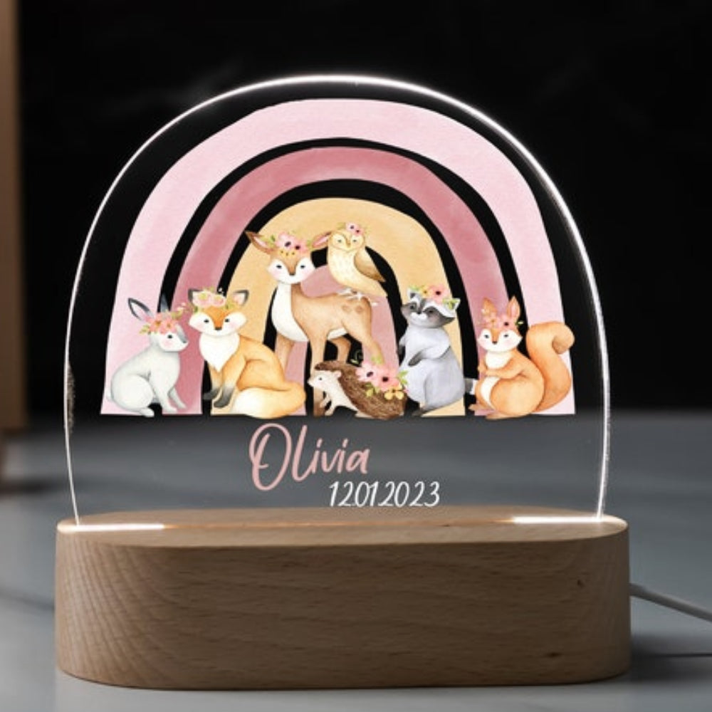 Rainbow and Animal Personalized LED Night Light for Children