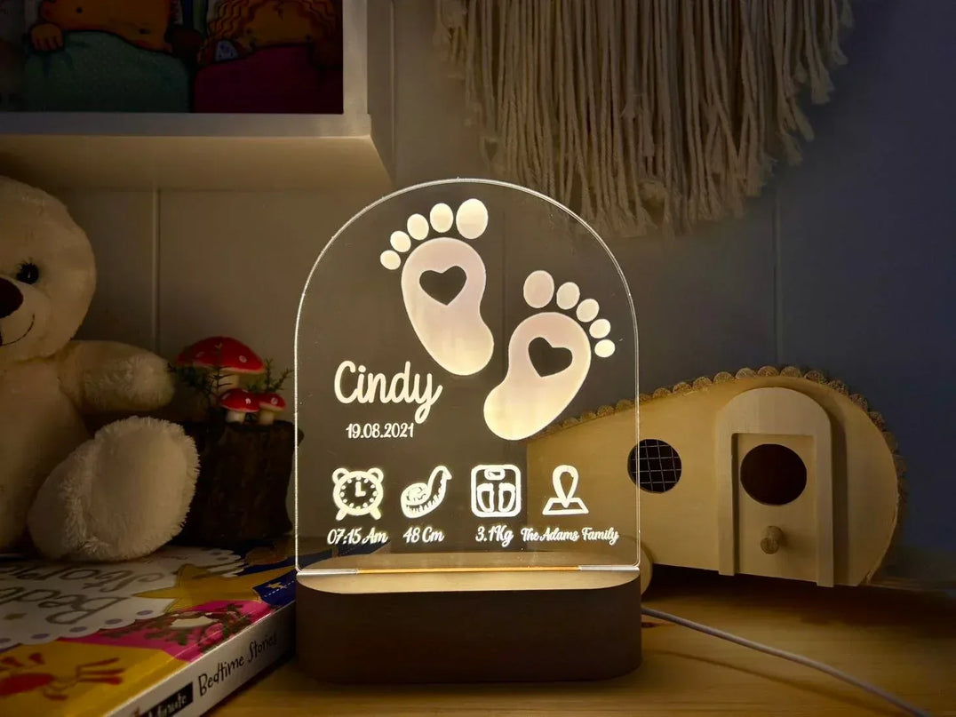 Baby & Birth Stats Night Lights - Custom Table Lamps