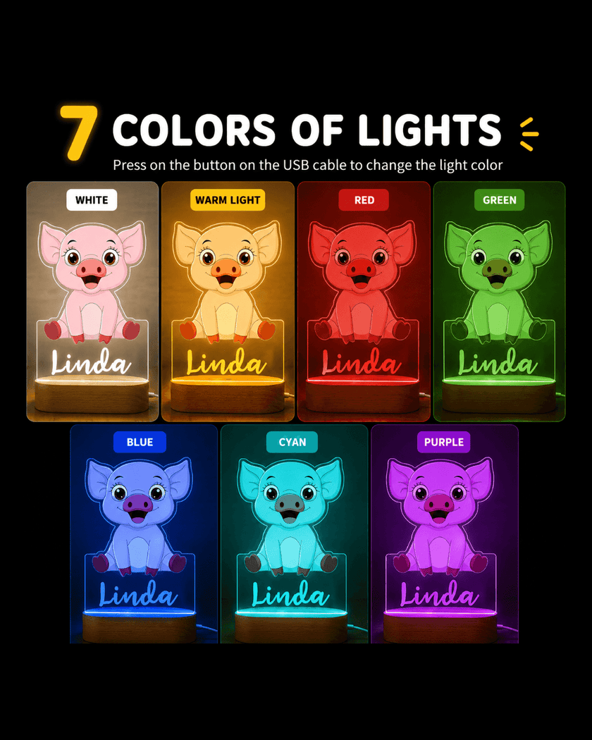 Piglet Personalized Name Light