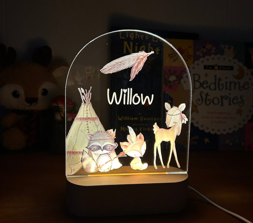 Animals and a Teepee - Personalized Night Light