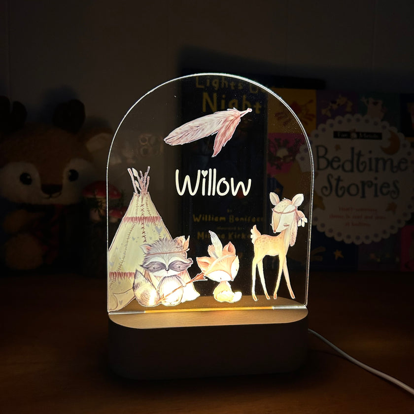 Animals and a Teepee - Personalized Night Light