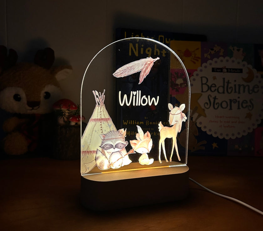 Animals and a Teepee - Personalized Night Light
