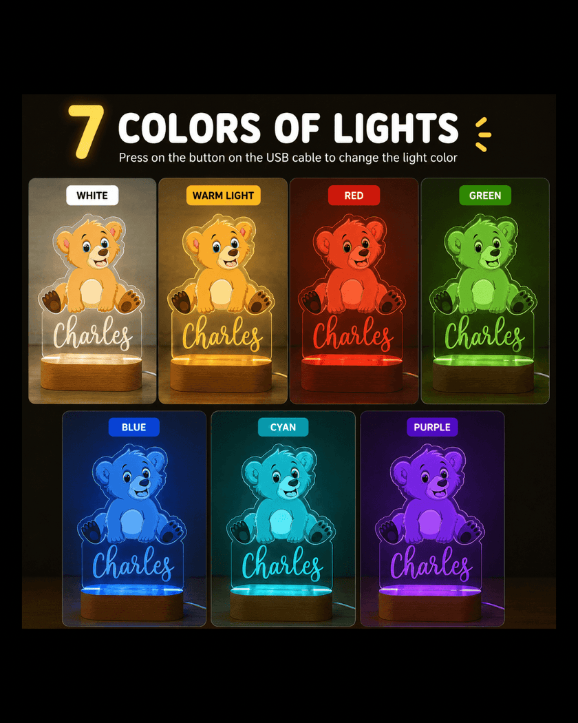 Golden Lion Cub Personalized Name Light