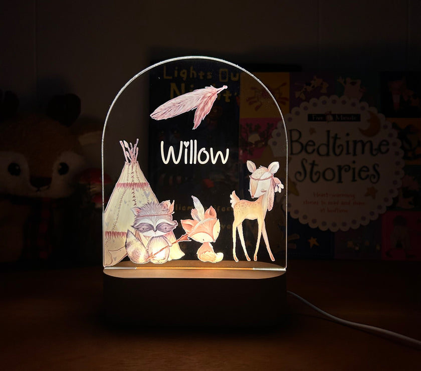 Animals and a Teepee - Personalized Night Light