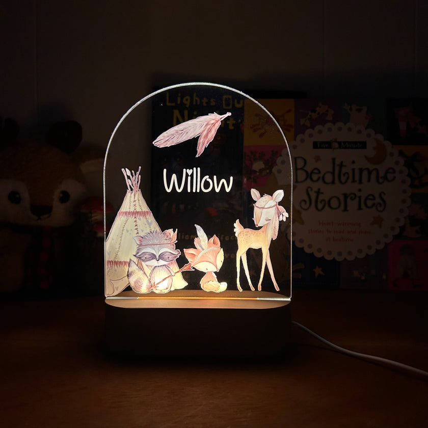 Animals and a Teepee - Personalized Night Light