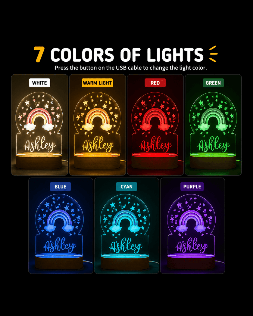 Cute Rainbow Personalized Name Light