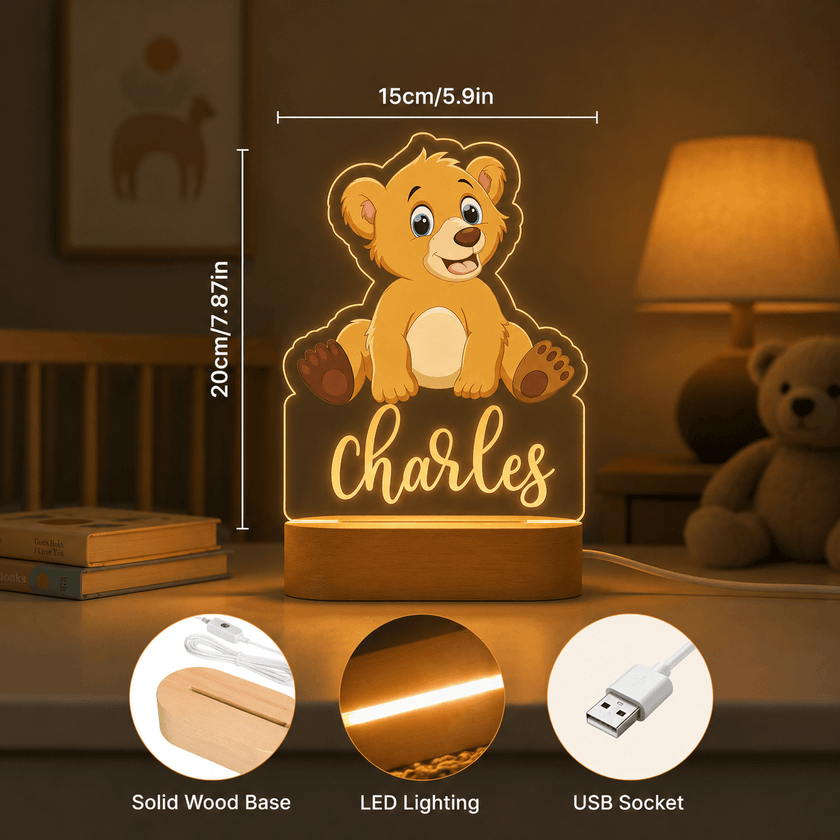 Golden Lion Cub Personalized Name Light