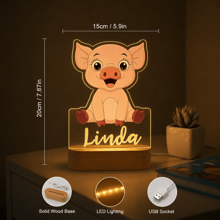 Piglet Personalized Name Light