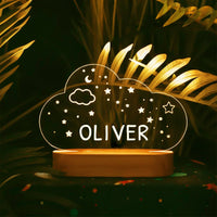 Cloud Personalized kids Night Light Custom Name Acrylic Lamp for Kids Bedroom or Nursery