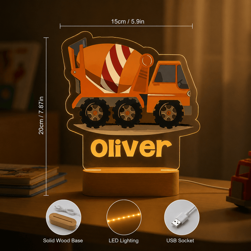 Cement Truck Personalized Name Light