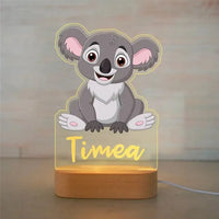 Koala Personalized Kids Animal Night Light Custom Name Acrylic Lamp for Kids Bedroom