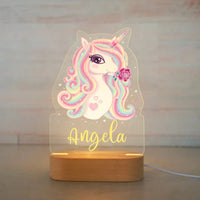 Sparkly Unicorn Personalized Night Light Custom Name Acrylic Lamp Baby Girl’s Room