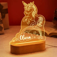 Unicorn on a Rainbow Personalized kids Night Light Custom Name Acrylic Lamp for Kids Bedroom or Nursery