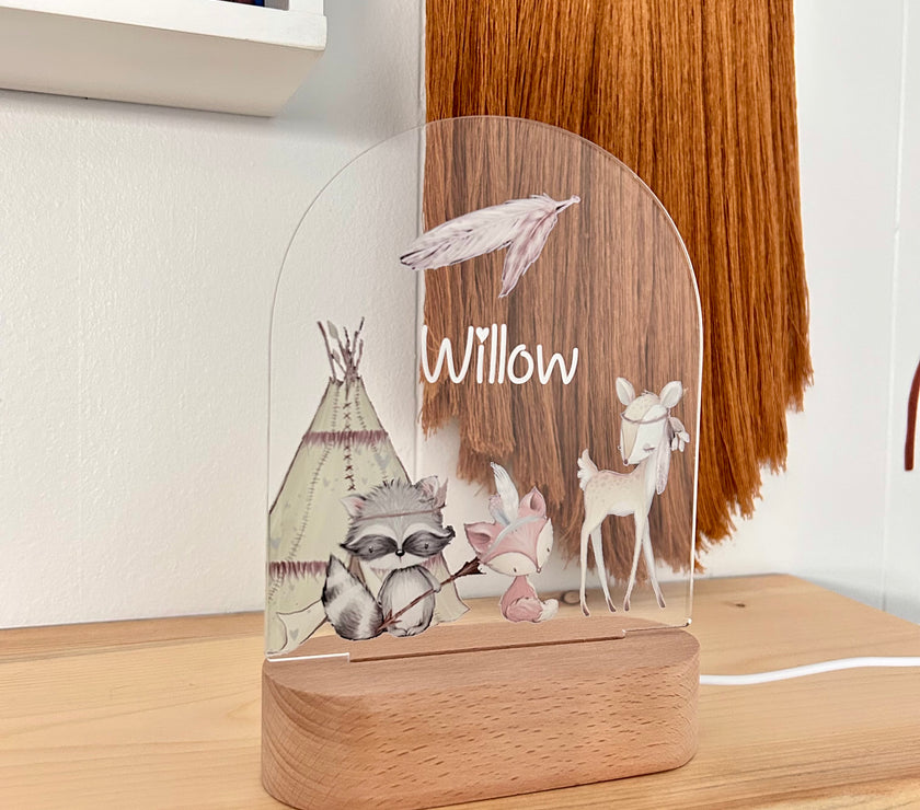 Animal personalized night lamp for kids with name and date