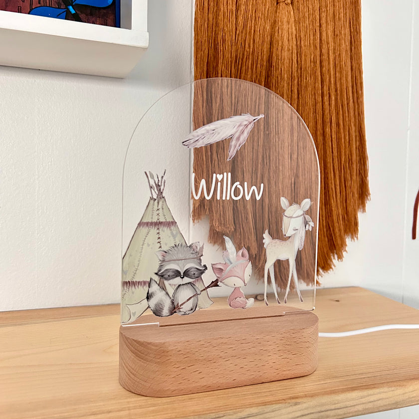 Animal personalized night lamp for kids with name and date