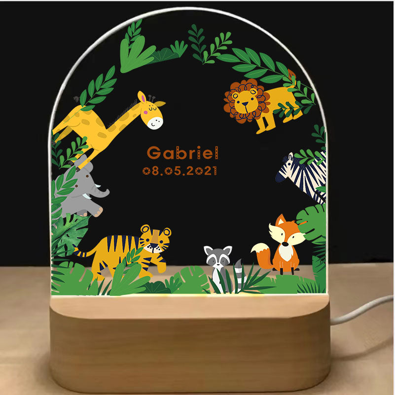 animals and leaves  customized night light for nursery