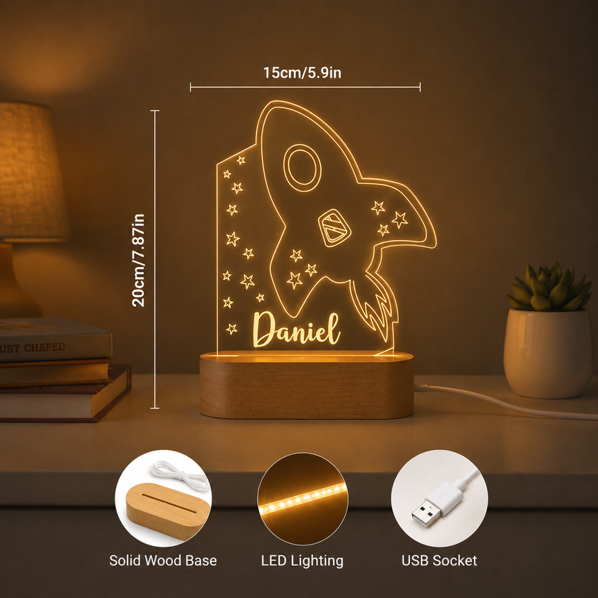 Rocket Personalized Name Light
