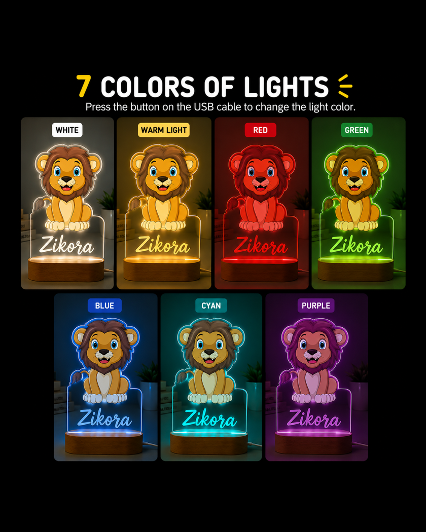 Jungle Lion Personalized Name Light