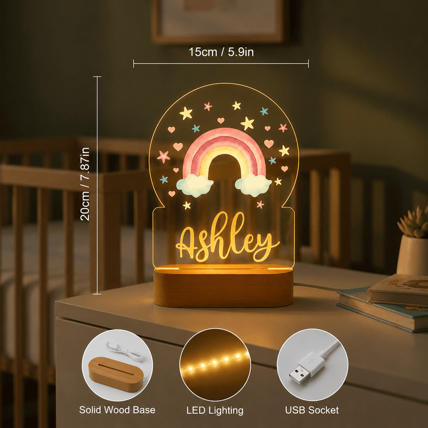 Cute Rainbow Personalized Name Light