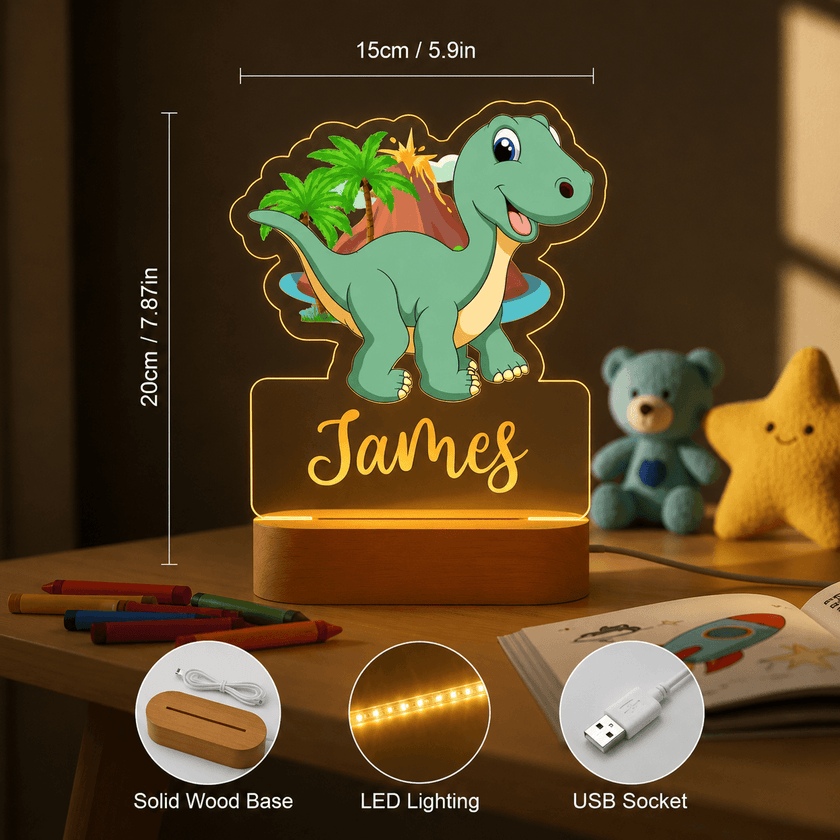 Baby Dinosaur Personalized Name Light