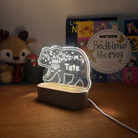 Personalized Bear Night Light for Kids Custom Name Bedside Lamp - Custom Table Lamps