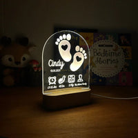 Personalized Baby Birth Stats Night Light Custom Name Nursery Lamp - Custom Table Lamps