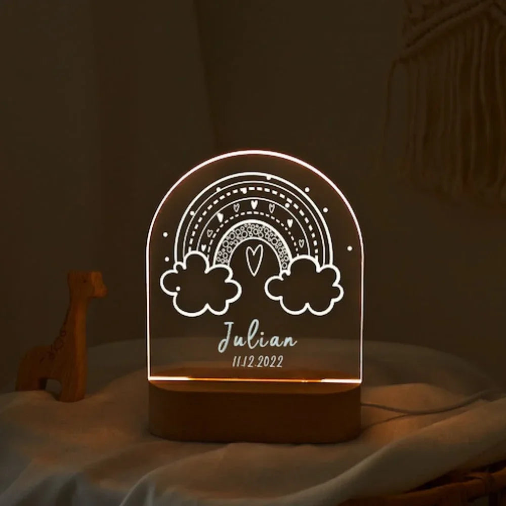 Boho Line Drawn Rainbow - Personalized Night Light - Custom Table Lamps