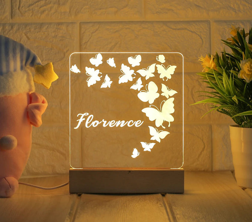Butterflies personalized night lamp for kids with name 