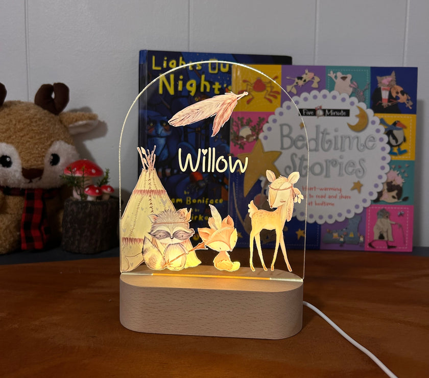 Animals and a Teepee - Personalized Night Light