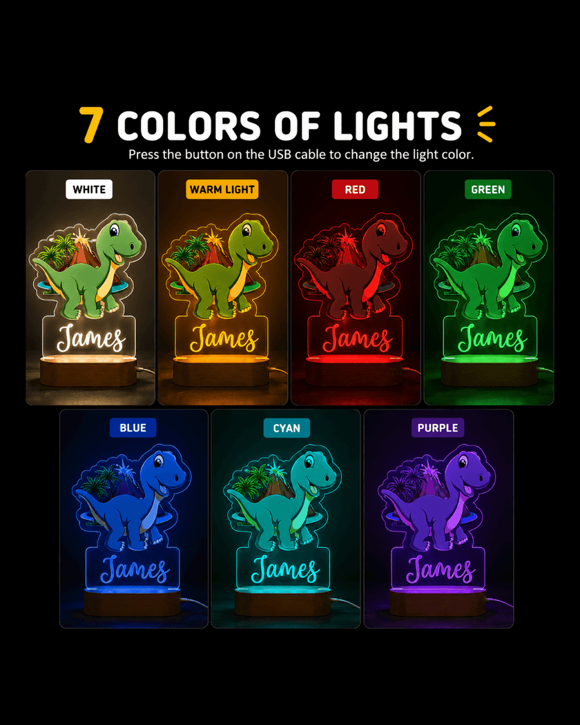 Baby Dinosaur Personalized Name Light
