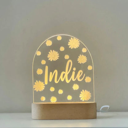 Flower custom name night light