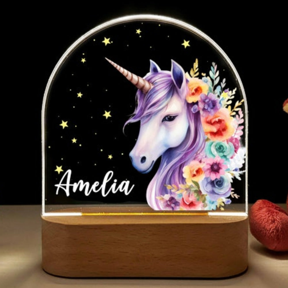 Colourful unicorn personalized night light