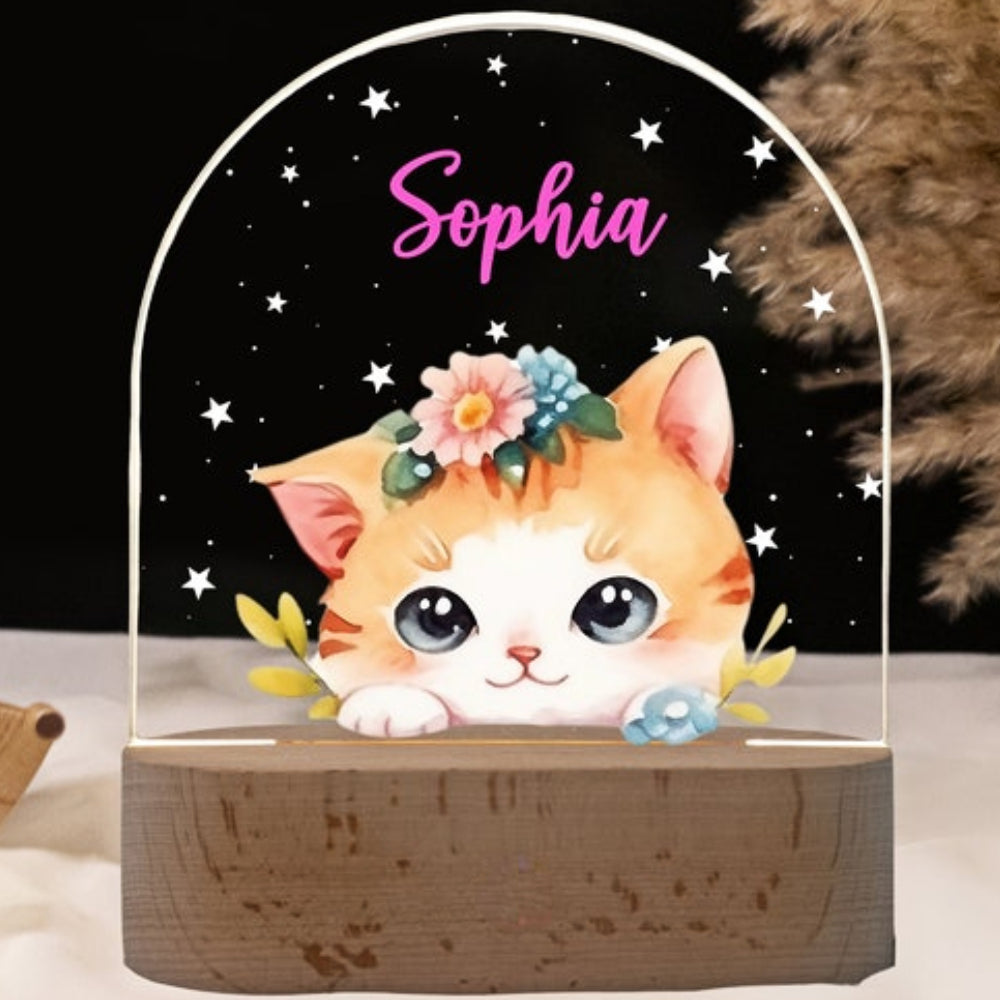 cute cat face custom night light